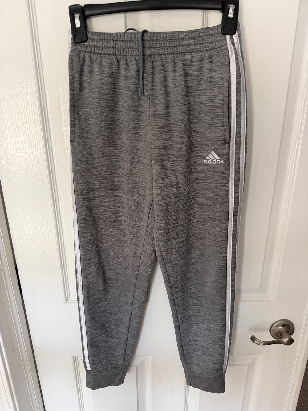 adidas Kids Gray Jogger Sweatpants with White Side Stripes